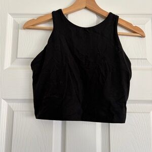 Athleta Black Cropped High-Neck Tank